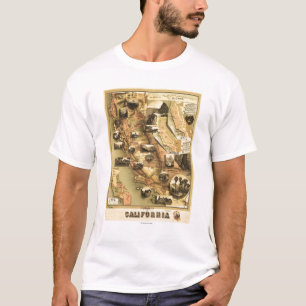 Panoramische Karte Kaliforniens T-Shirt