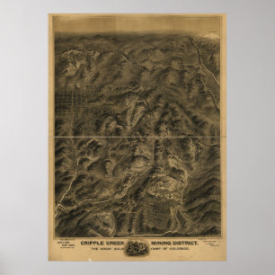 Panoramische Karte Krüppel-Nebenfluss-Colorados Poster