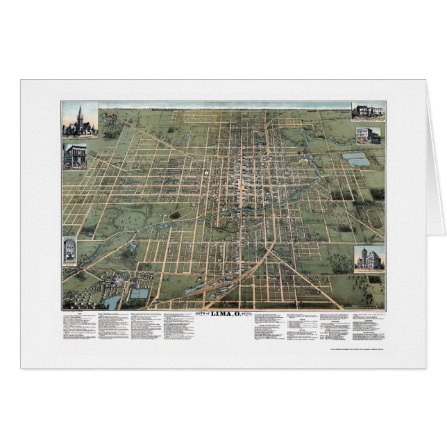 Panoramische Karte Limas, OH- - 1892 (Vorderseite (Horizontal))