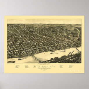 Panoramische Karte Little Rocks, Arkansas - 1887 Poster