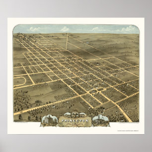 Panoramische Karte Princetons, IL - 1870 Poster