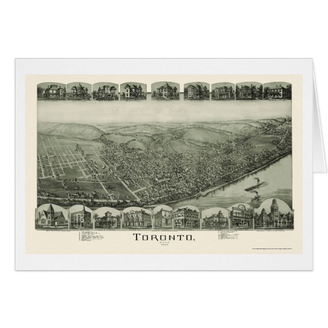 Panoramische Karte Torontos, OH- - 1889 (Vorderseite (Horizontal))