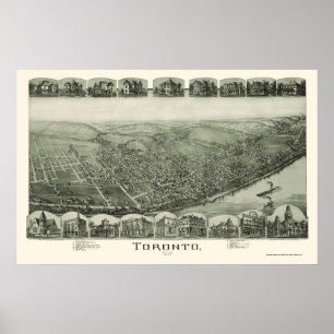 Panoramische Karte Torontos, OH- - 1889 Poster