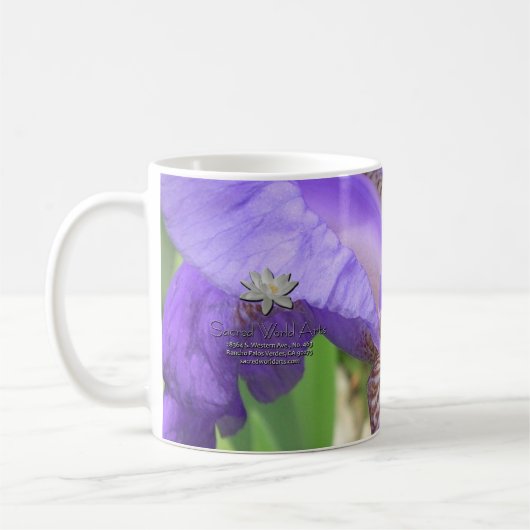 Panoramische lila Iris Kaffeetasse (Links)