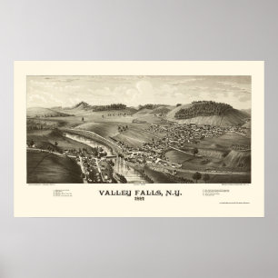 Panoramkarte von Valley Falls, NY - 1887 Poster