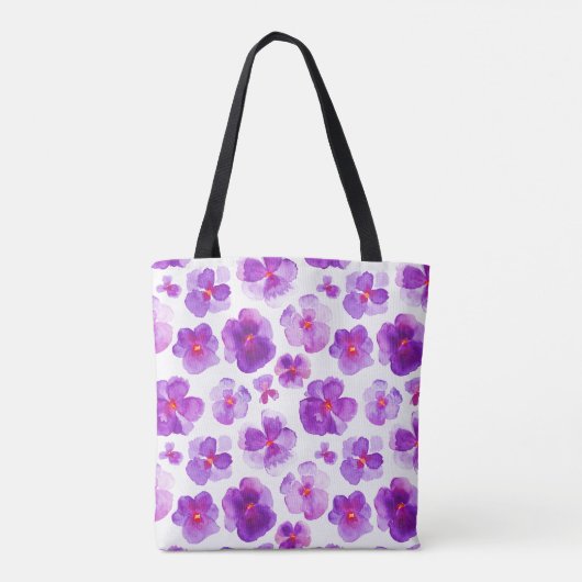 Pansa lila florale Blume Aquarelltasche Tasche (Rückseite)