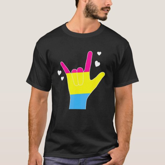 Pansexual Asl Ily Deaf Pan Pride Sign Language T-Shirt (Vorderseite)