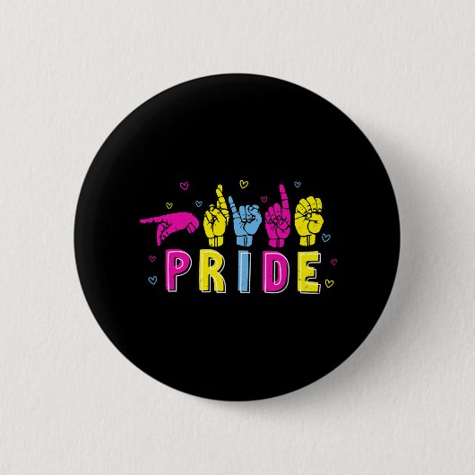 Pansexual ASL Pride Pan Rainbow Sign Language Deaf Button (Vorderseite)