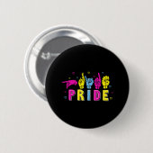 Pansexual ASL Pride Pan Rainbow Sign Language Deaf Button (Vorne & Hinten)