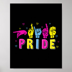 Pansexual ASL Pride Pan Rainbow Sign Language Deaf Poster