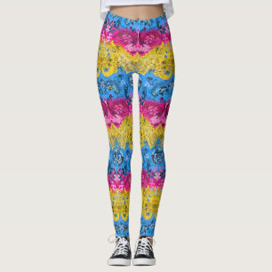 Pansexual Dragon Damask - Farben der Flagge Leggings