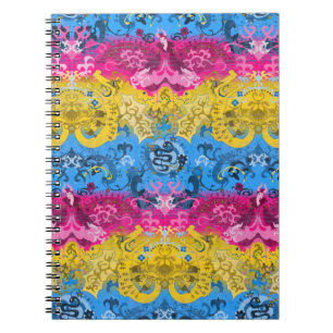 Pansexual Dragon Damask - Farben der Flagge Notizblock