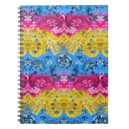 Pansexual Dragon Damask - Farben der Flagge Notizblock (Vorderseite)