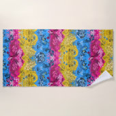 Pansexual Dragon Damask - Farben der Flagge Strandtuch (Vorderseite)