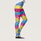Pansexual Dragon Damask Glitzer Flag Farben Leggings (Rechts)