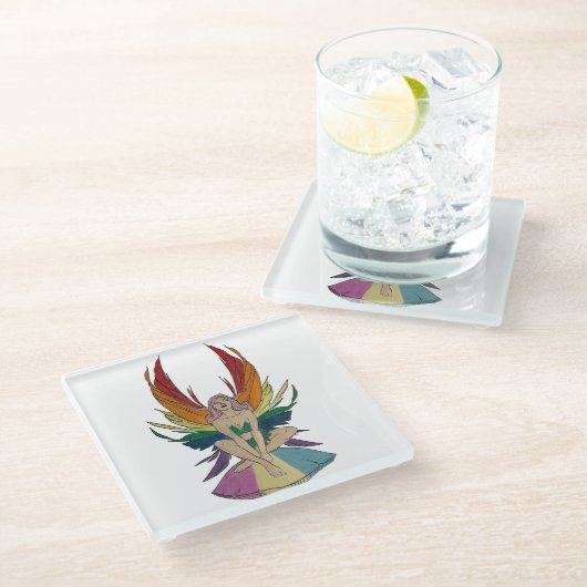 Pansexual-Fee Glasuntersetzer (Schrägansicht)