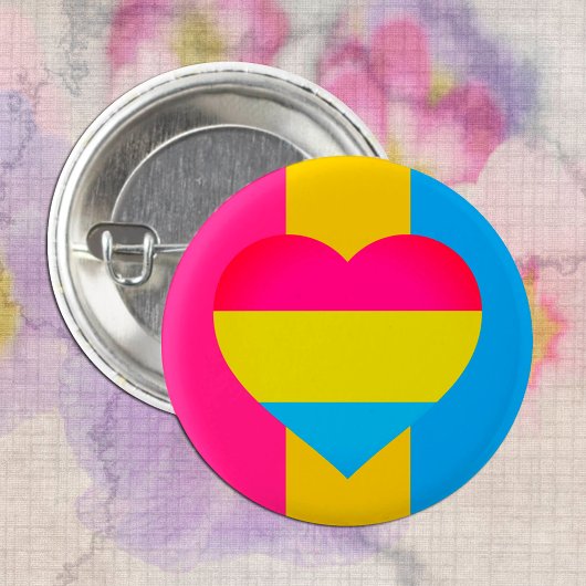 Pansexual Flag, Herz & Stolz Community / Geschlech Button