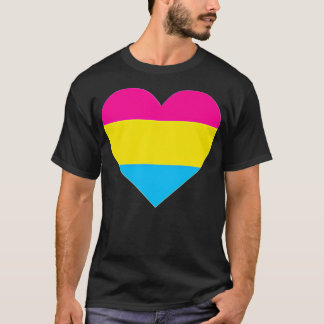 Pansexual Flag LGB Love Heart Pocket Print T-Shirt
