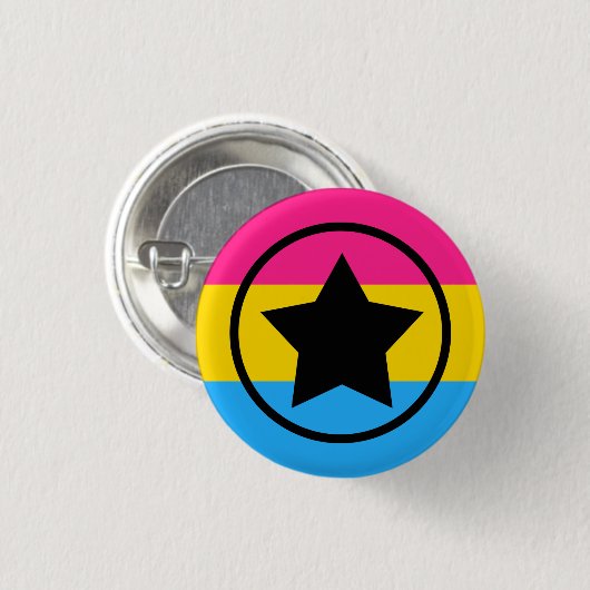Pansexual Flag mit einem Star in einem Circle Button (Vorne & Hinten)