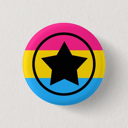 Pansexual Flag mit einem Star in einem Circle Button (Vorderseite)