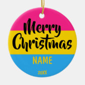 Pansexual Flag Personalisiert Weihnachten Keramik Ornament (Vorne)