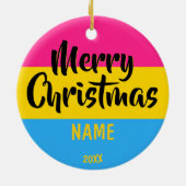 Pansexual Flag Personalisiert Weihnachten Keramik Ornament (Hinten)