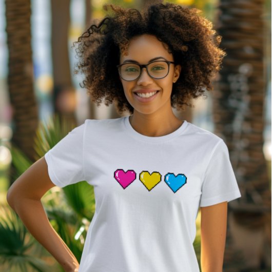 Pansexual Flag Pixel Herz T-Shirt