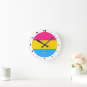 Pansexual Flag & Pride Community / mit Monogramm Runde Wanduhr (Zuhause)