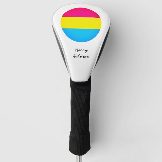 Pansexual Flag & Pride Golf mit Monogramm / LGBT  Headcover (Vorderseite)