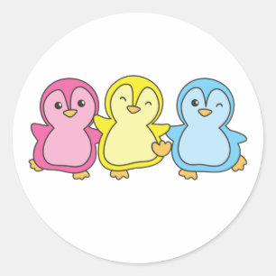 Pansexual Flag Pride Lgbtq Niedlich Penguin Classi Runder Aufkleber