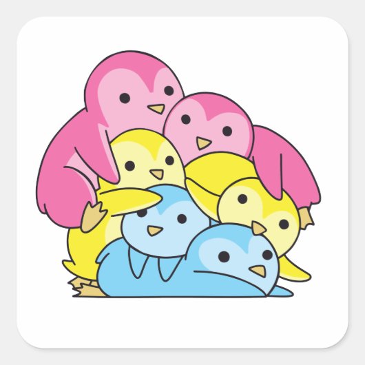 Pansexual Flag Pride Lgbtq Niedlich Pinguin Quadratischer Aufkleber (Vorderseite)