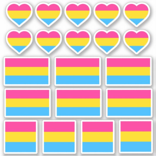 Pansexual Flag & Pride Stickers / Herz Aufkleber (Vorderseite)