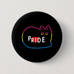 Pansexual Gay Pride Rainbow Cat Kitten LGBT Button