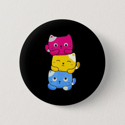 Pansexual Kawaii Cat Anime Art Niedlich Pan Pride Button (Vorderseite)