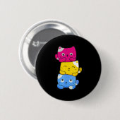 Pansexual Kawaii Cat Anime Art Niedlich Pan Pride Button (Vorne & Hinten)