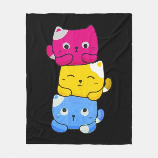 Pansexual Kawaii Cat Anime Art Niedlich Pan Pride Fleecedecke (Vorderseite)