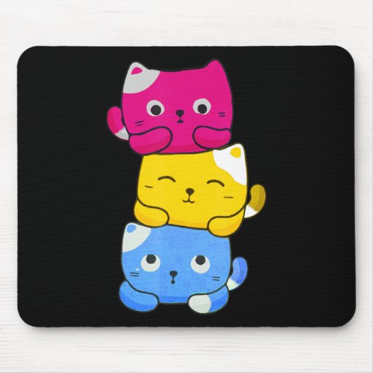 Pansexual Kawaii Cat Anime Art Niedlich Pan Pride Mousepad (Vorne)