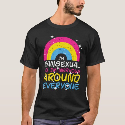 Pansexual Nervous Around Everyone Pan Pride Lgbtq  T-Shirt (Vorderseite)
