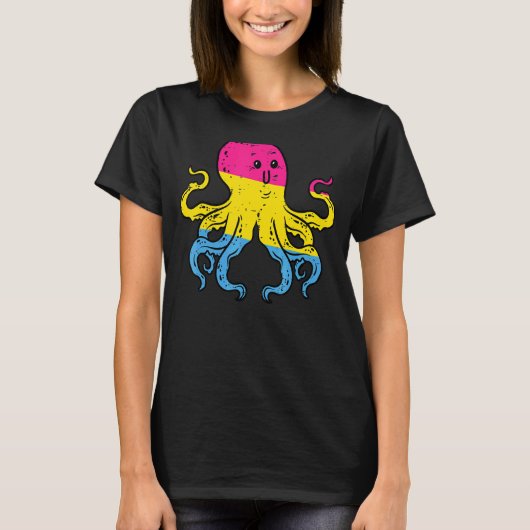 Pansexual Octopus Niedlich Stuff Pan Pride Flag Lg T-Shirt (Vorderseite)