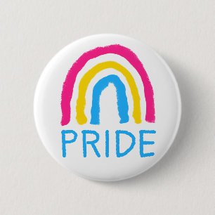 Pansexual Pan Pride Painted Crayon Rainbow Button