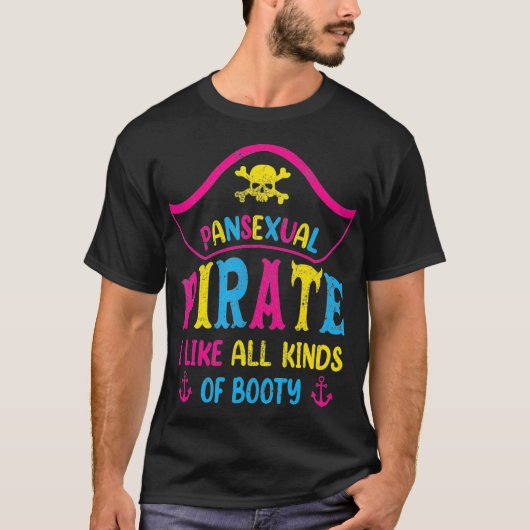 Pansexual Priate LGBTQ Monatsblende Farbe T-Shirt (Vorderseite)