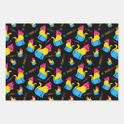 Pansexual Pride Cat - Seien Sie sich selbst Geschenkpapier Set (Vorderseite)