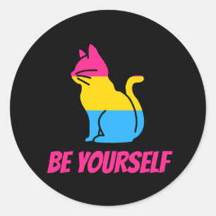 Pansexual Pride Cat - Seien Sie sich selbst Runder Aufkleber