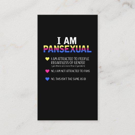 Pansexual Pride LGBT Gleiche Rechte Visitenkarte (Vorderseite)