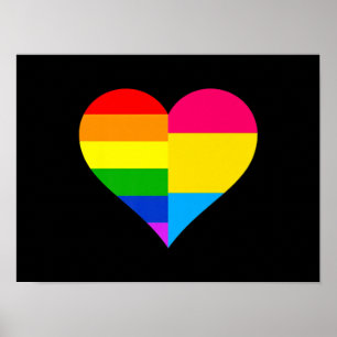 Pansexual Pride LGBT Herz Lesbisch Schwulenpaar Poster
