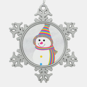 Pansexual Pride Pan Flag Snowman Snowperson Schneeflocken Zinn-Ornament
