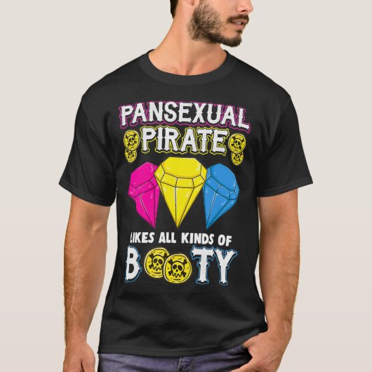 Pansexual Pride Pan Rights Gay Pirate Hintern LGBT T-Shirt (Vorderseite)