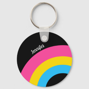 Pansexual Pride Rainbow Monogramm Schlüsselanhänger