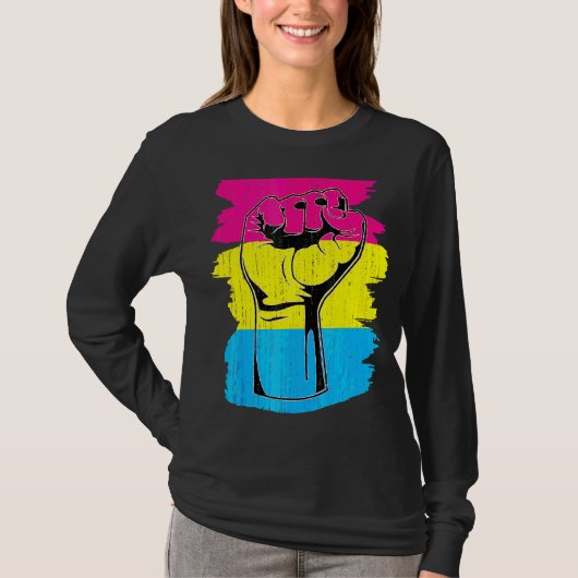 Pansexual Prix Fist Pansexuality Flag Que Pan P T-Shirt (Vorderseite)