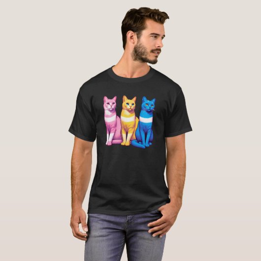 Pansexual Prix Quee LGBT Katzen LGBTQ Kätzchen T-Shirt (Vorne ganz)